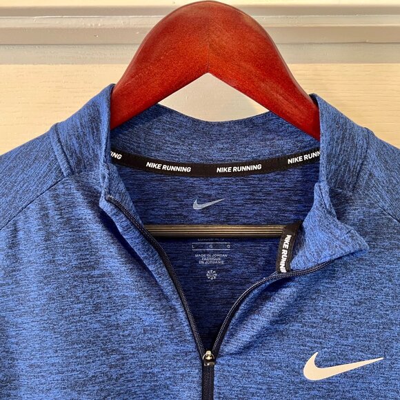 Nike Running Dri-Fit 1/4 Zip Pullover, Blue, Men's Large, Thumbholes - Picture 2 of 3